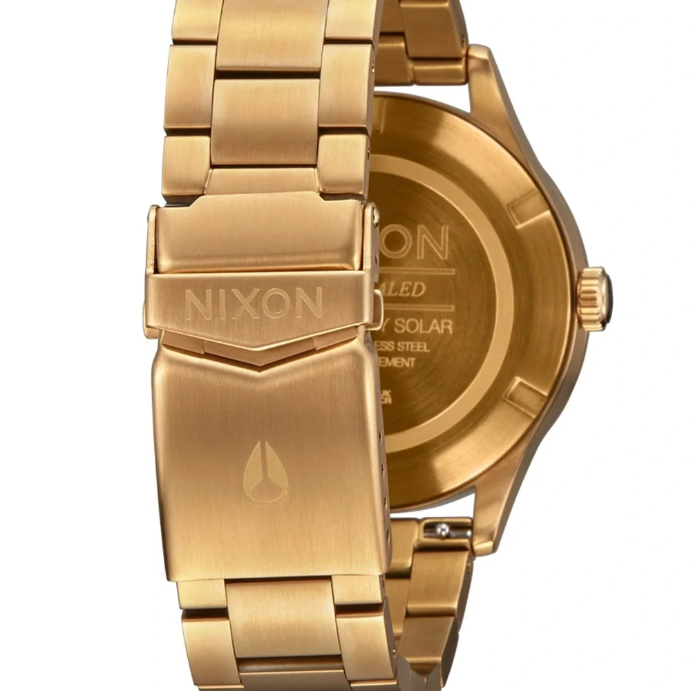 NWT Nixon Sentry Solar Stainless Steel All Gold/Black - Picture 8 of 11